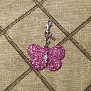 Rare Coach Leather & Glitter Butterfly Keychain